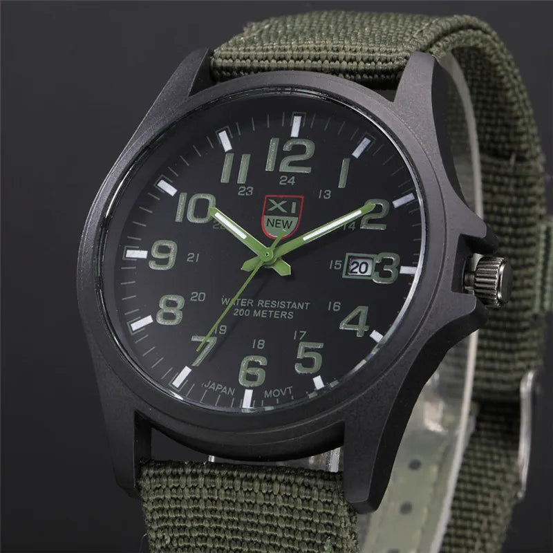 Men Genuine XINEW Brand Watches Students Fashion Casual Nylon Band Sports Army Gifts Date Quartz Wrist Watch Black Montre Homme