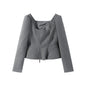 Casual Solid Woolen Top Pants Set Women Puff Full Sleeve Closed Waist Blouse Straight Trousers Sets 2026 Autumn Winter Lady Suit