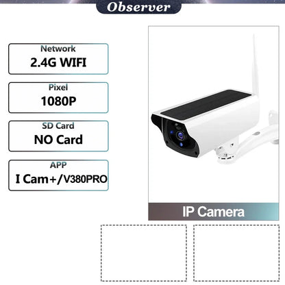 Wireless Solar Bullet Camera Outdoor WiFi 1080P 4x Zoom CCTV Surveillance IP Cam Home Security Protection Battery PIR Detection