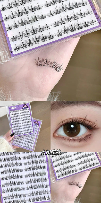 No-Glue False Eyelashes Easy 3-Step Application Natural Glue-free False Eyelashes DIY Lashes for Beginners with Sunflower Desig