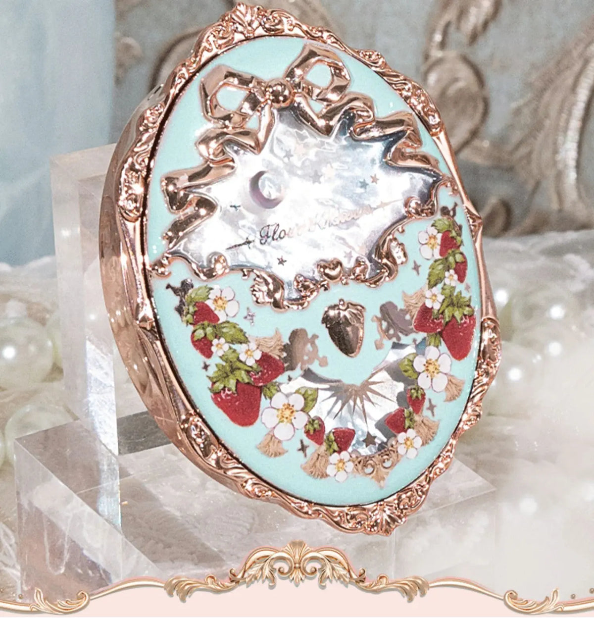 Flower Knows Strawberry Rococo Embossed Blush Fine Powder Makeup Smooth Long Lasting Blusher Waterproof Blush Maquiagem