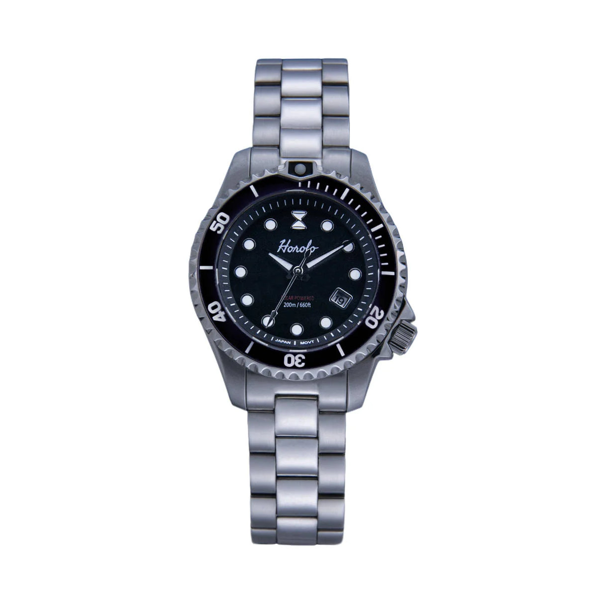 Horolo 30mm Women's Watches Japan Solar Movement Luminous Water Resistant Sapphire Stainless Steel Luxury Watch Gift For Wife
