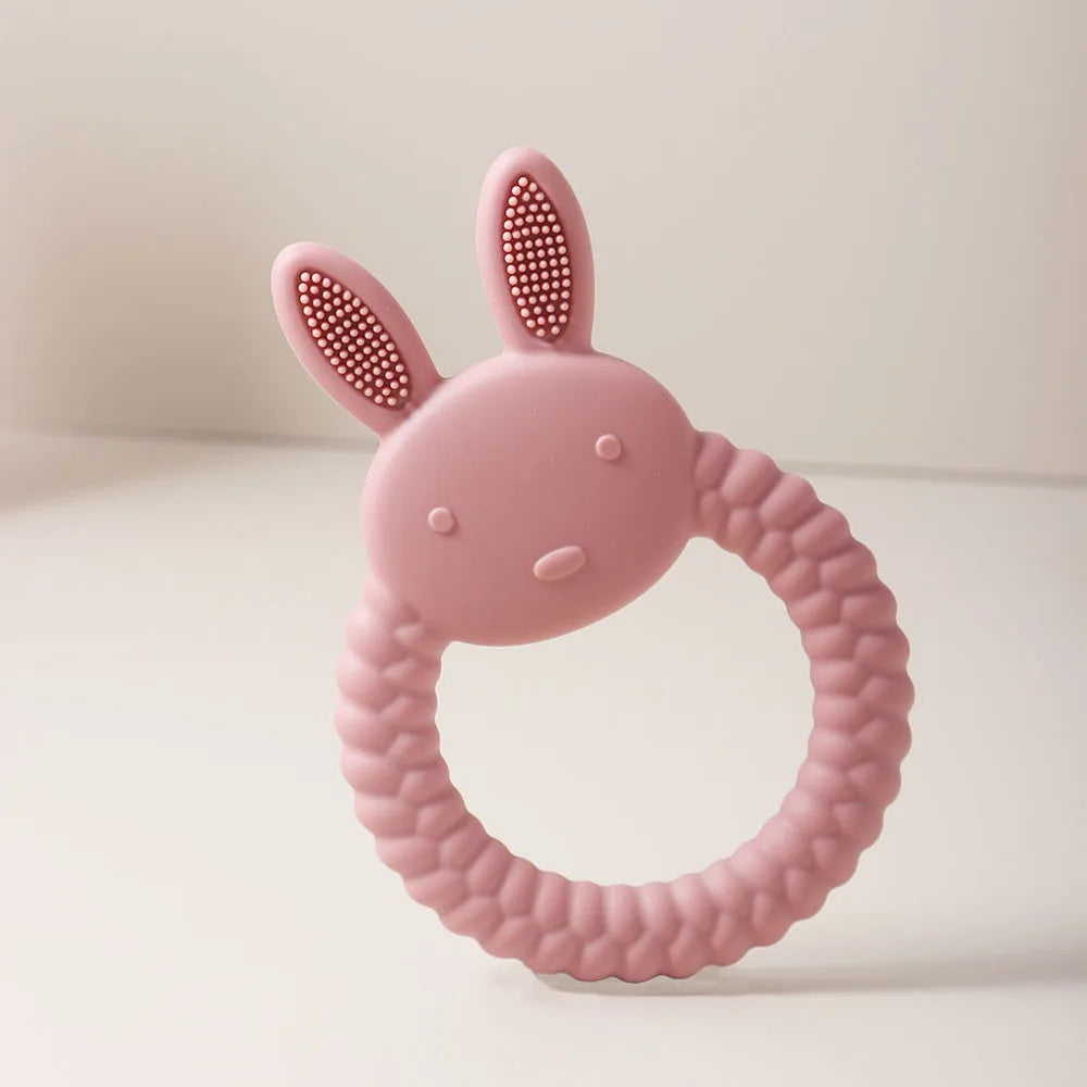 Silicone Teether Baby Gift Easter Bunny Shaped Cartoon Cute Teething Toy Chew Bead Sensory Gum Relief Soother