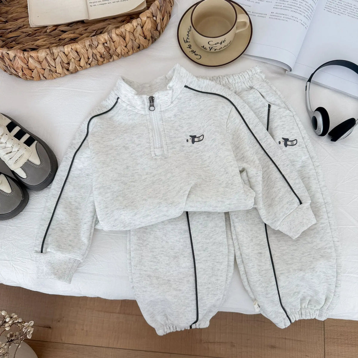 Children's Clothing Sweatshirt Sets 2026 New Autumn Boys Girls Long Sleeves Half Zipper Tops+Pants 2PCS Kids Tracksuit 1-14Years