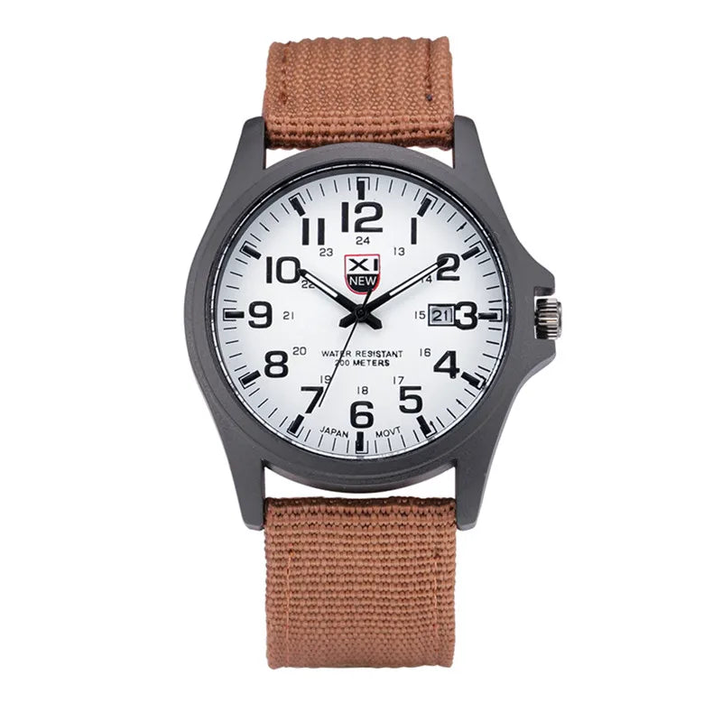 Men Genuine XINEW Brand Watches Students Fashion Casual Nylon Band Sports Army Gifts Date Quartz Wrist Watch Black Montre Homme