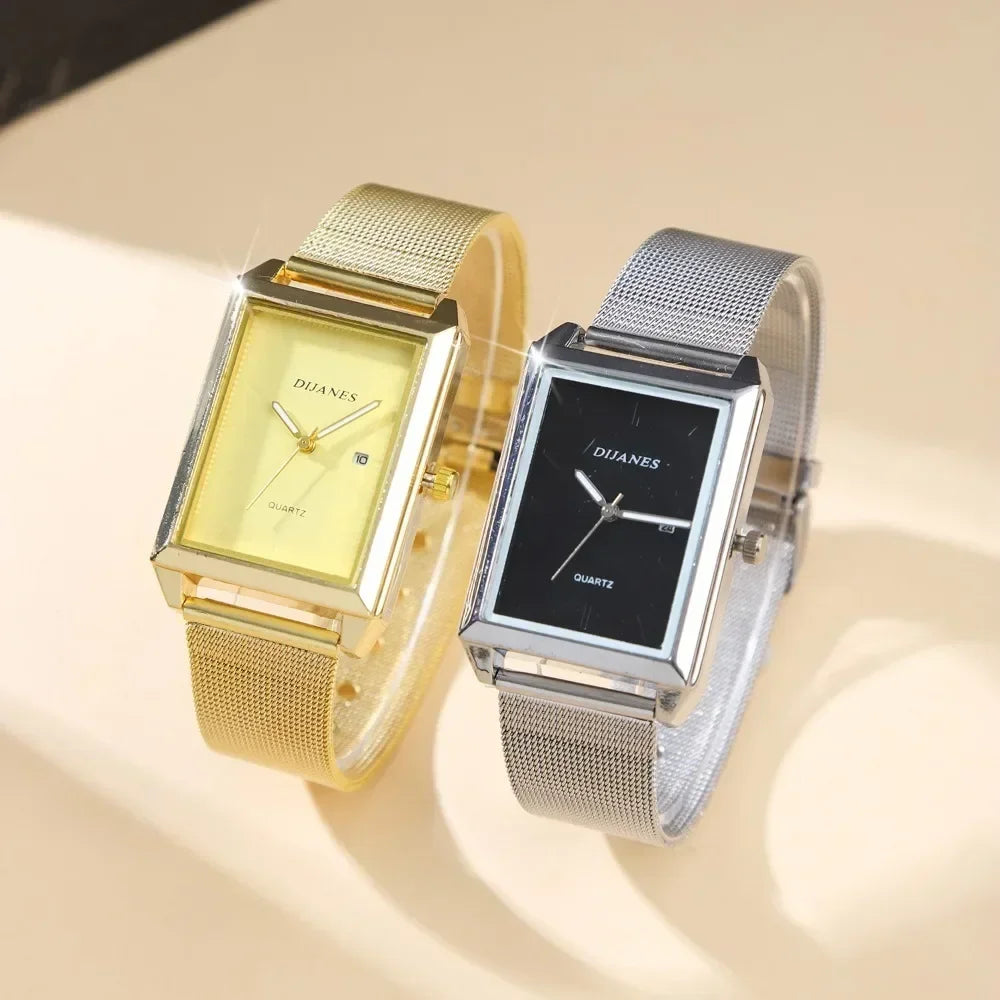 2 Piece/Set Fashion Casual Men's Watch Set Alloy Dial Strap Stylish Square Men's Watch with Date Display Ideal for Gift Giving
