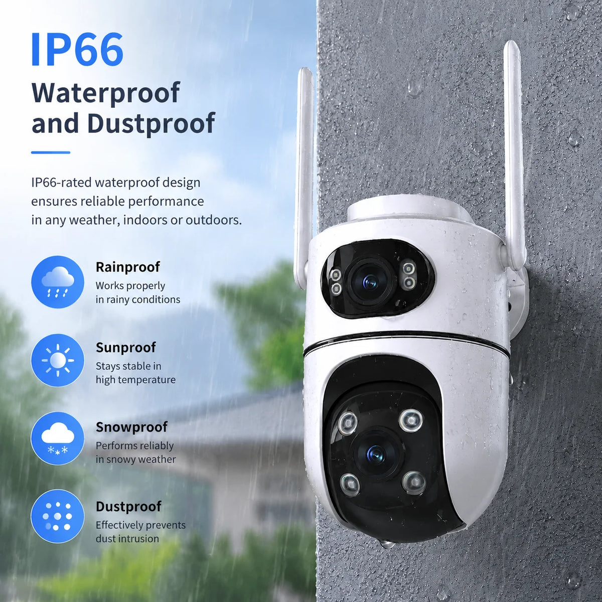 8MP Dual Lens WiFi PTZ Camera Outdoor Security Camera 4MP+4MP Wireless CCTV IP Camera Smart Home Surveillance Night Vision AI De