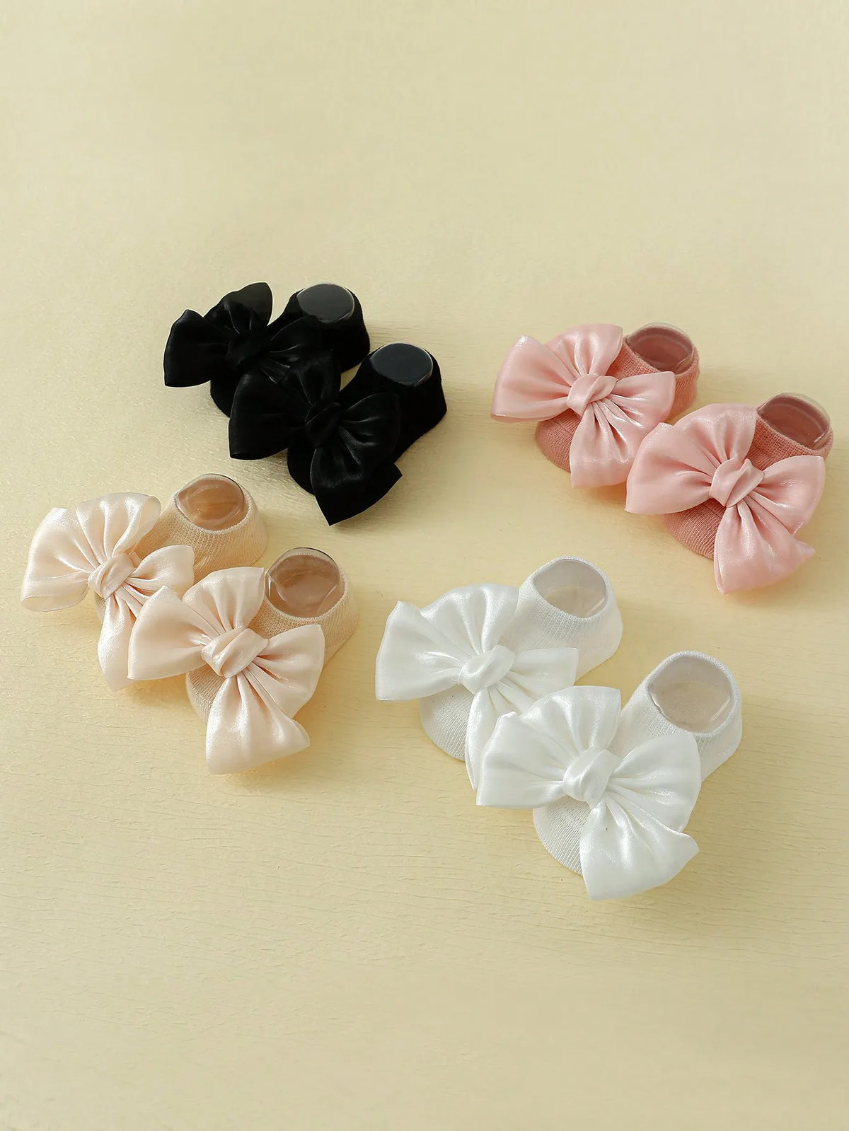 0-12 Months Cute Baby Girls Bow Socks,Newborn Baby Ankle Boat Socks Soft Fashion Non-Slip Infant Toddler Cute Gift Set 4 Pairs