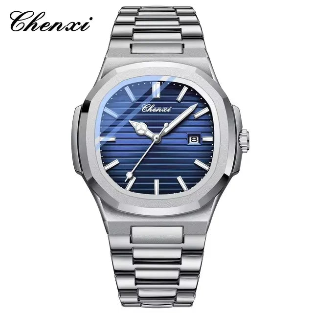 CHENXI 8222 Fashion Couple Quartz Watch Waterproof Night Light Date Stainless Steel Strap Casual Date Men's and Women's Watch