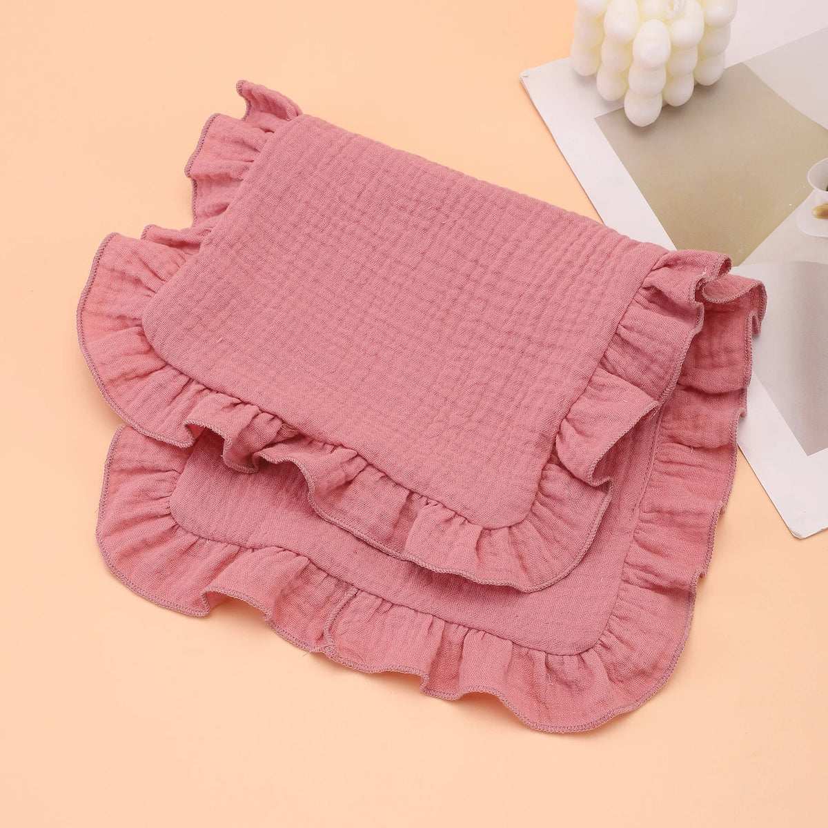 Soft Muslin Cotton Gauze Shoulder Rag Baby Burping Pad Ruffle Newborn Baby Burp Cloths
