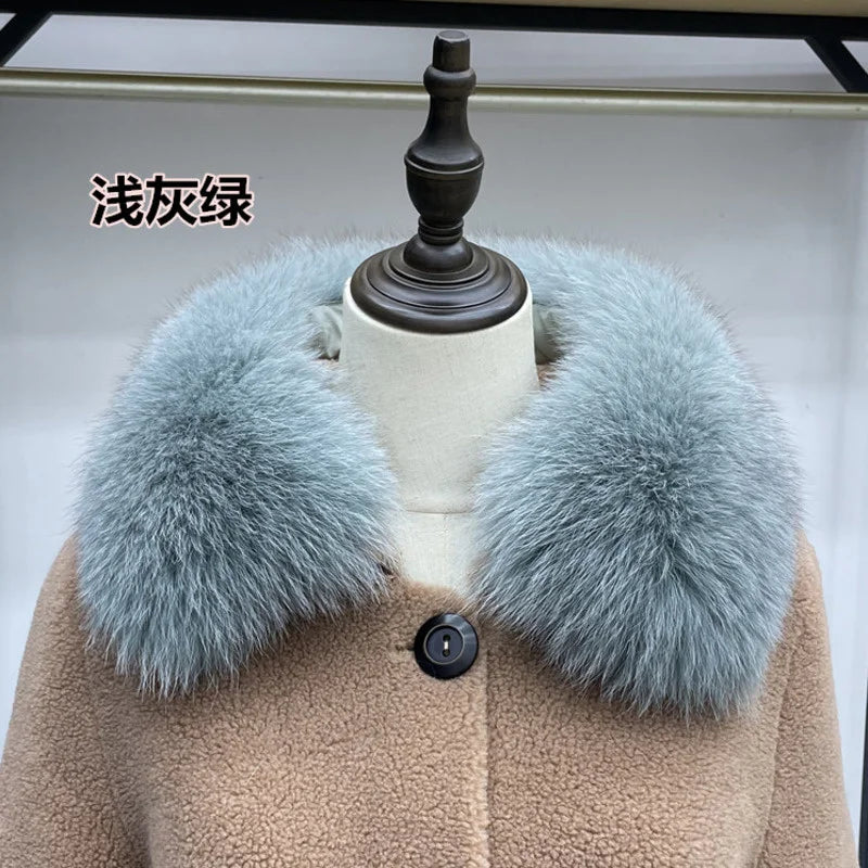 Real Fox Fur Collar Winter Men And Women's Fox Fur Square Collar Natural Fur Scarves For Ladies Neck Warmer Fur Scarf Shawls