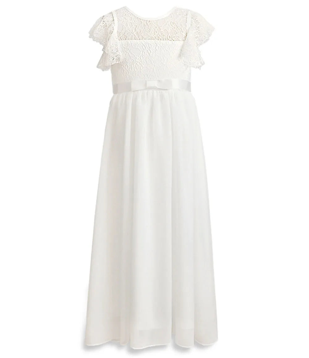 HETISO Chiffon Flower Girl Dresses Hollow Lace Kids Weddings Performance Party Pageant Gowns Junior Bridesmaid Dress 4-13 Years