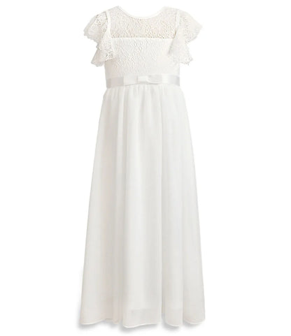 HETISO Chiffon Flower Girl Dresses Hollow Lace Kids Weddings Performance Party Pageant Gowns Junior Bridesmaid Dress 4-13 Years