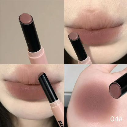Smoky Grey Violet Lipstick Matte Velvet Finish Smooth Application Lip Mousse Waterproof Mirror Glossy Lip Tint Not Fading Makeup
