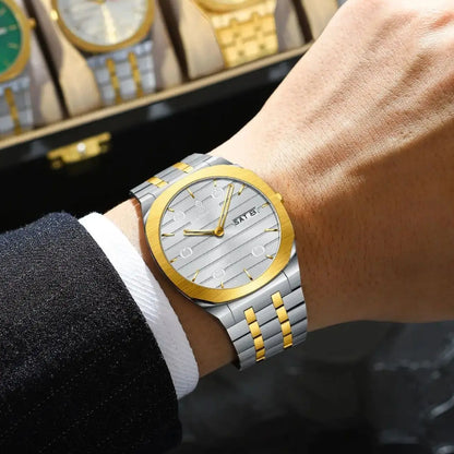 CAREKISO Luxury Fashion Men Clock Waterproof Week Date Casual Man Wristwatch Stainless Steel Quartz Business Men's Watches Reloj