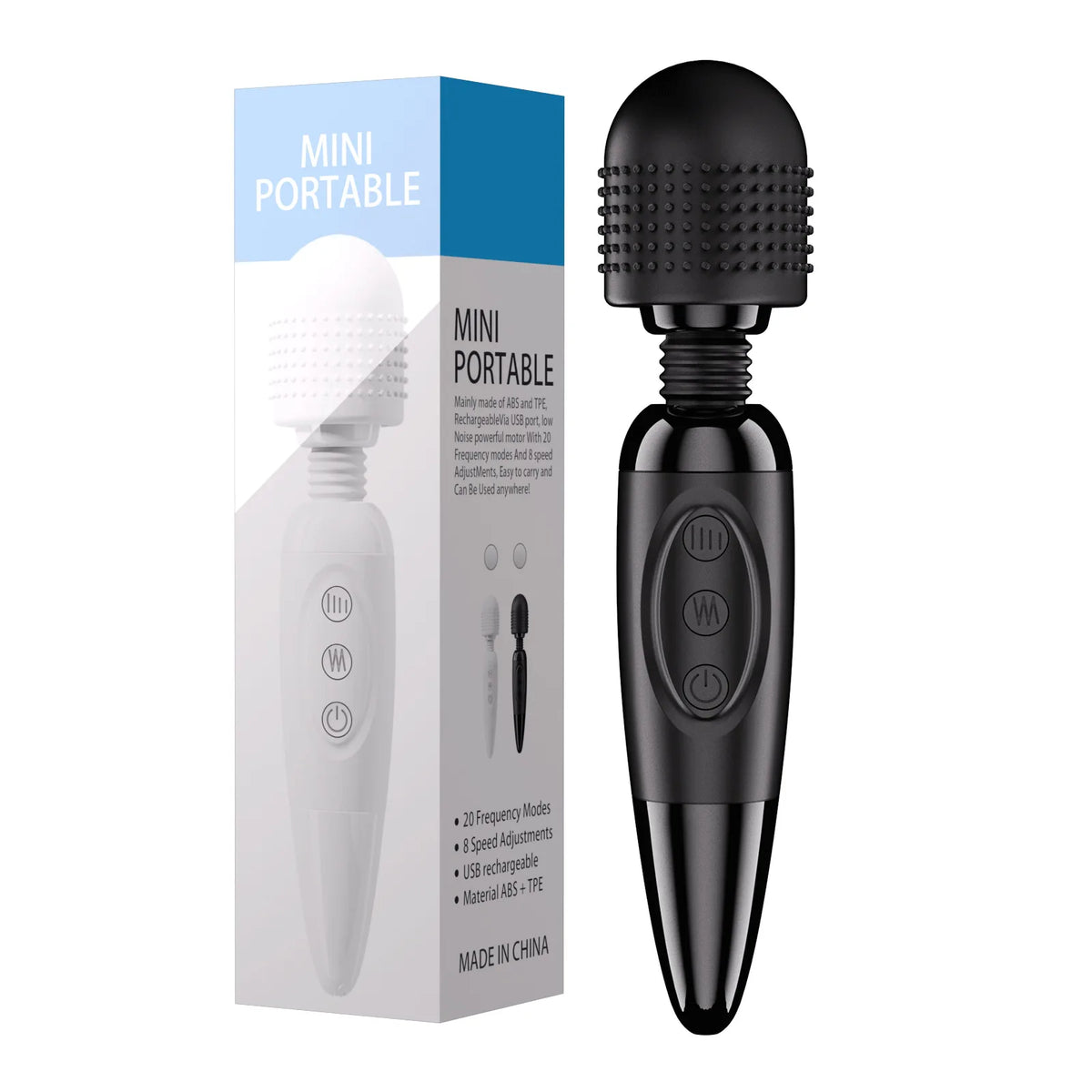 Portable Electric Body Massager Wand with 20 Modes & 8 Speeds, Handheld Tissue Massager for Neck Back Foot Pain Relief