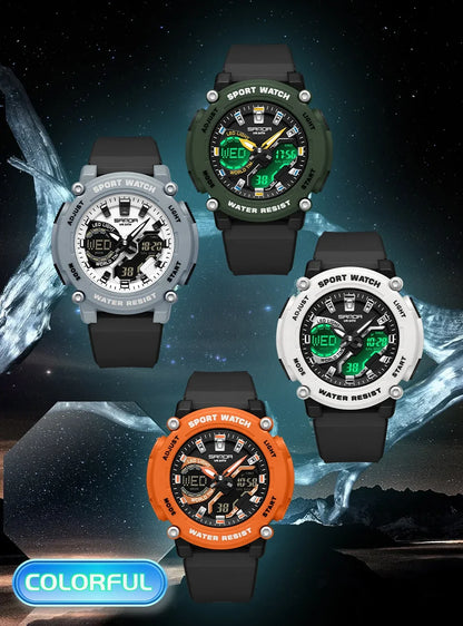 SANDA Outdoor Men's Electronic Wristwatch Large Dial Multifunctional Waterproof Luminous Alarm Military Sports Watch