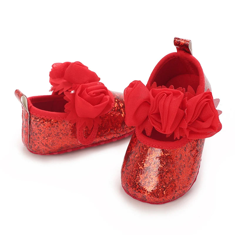 Baby Learning Walk Shoes, Elegant 3D Flower Infant Crib Shoes,Multi Style Soft Dress Footwear for Newborn Baby Girls 0-18Months