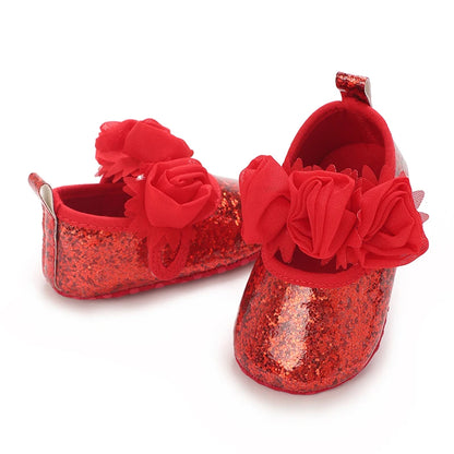 Baby Learning Walk Shoes, Elegant 3D Flower Infant Crib Shoes,Multi Style Soft Dress Footwear for Newborn Baby Girls 0-18Months