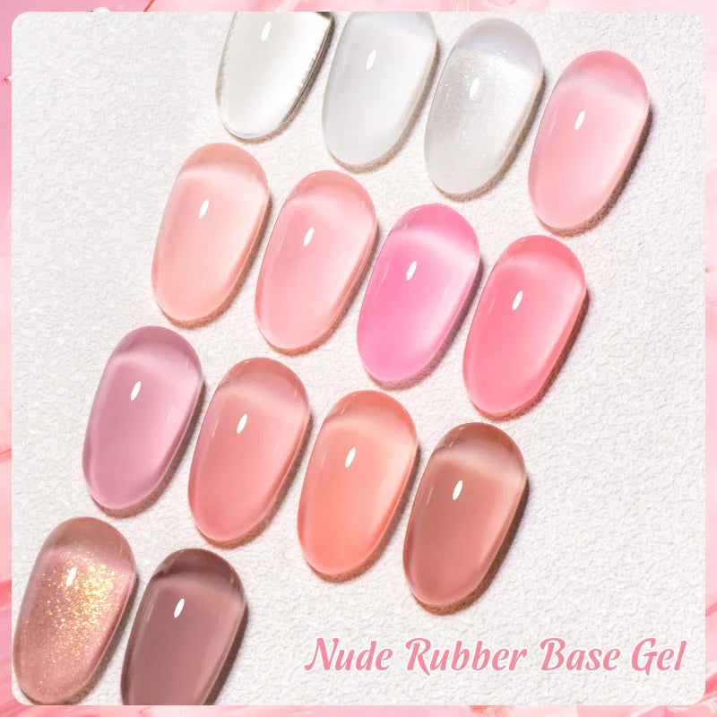 2 In 1 Nude Pink Rubber Base Gel Nail Polish Semi Permanent Self Leveling UV Construction Gel Varnish Soak off DIY Nail Supplies