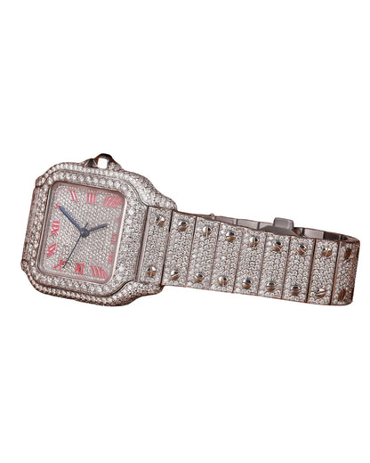 Luxury Watch For Women's Watch Stainless Steel Case Band Hidden Clasp Waterproof Roman White Dial Casual Quartz Movement