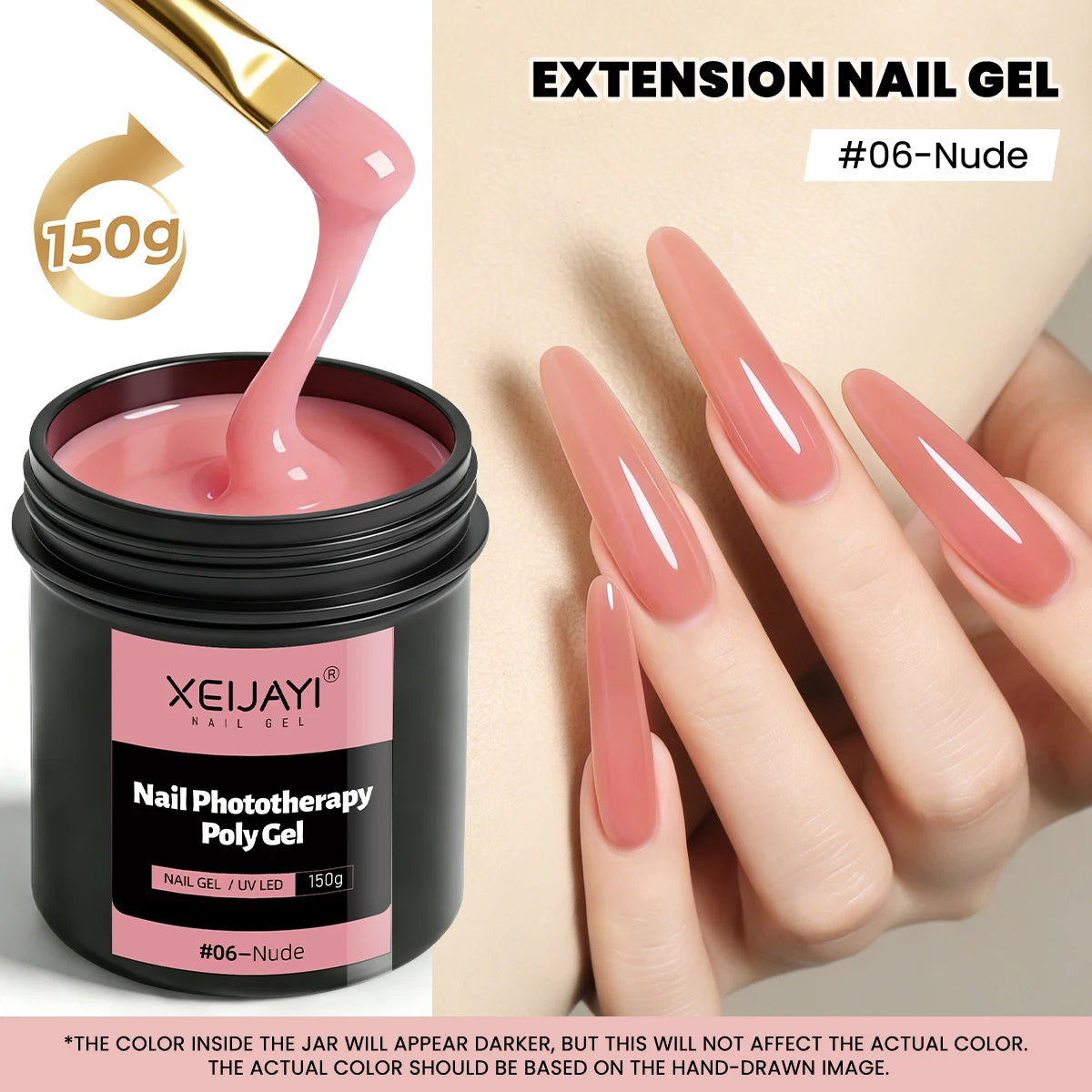 XEIJAYI 150g Poly Nail Gel UV LED Cured Builder Nail Gel Crystal Nail Extension Gel For Nails DIY At Home Salon