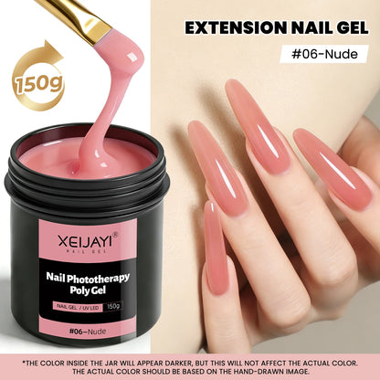 XEIJAYI 150g Poly Nail Gel UV LED Cured Builder Nail Gel Crystal Nail Extension Gel For Nails DIY At Home Salon