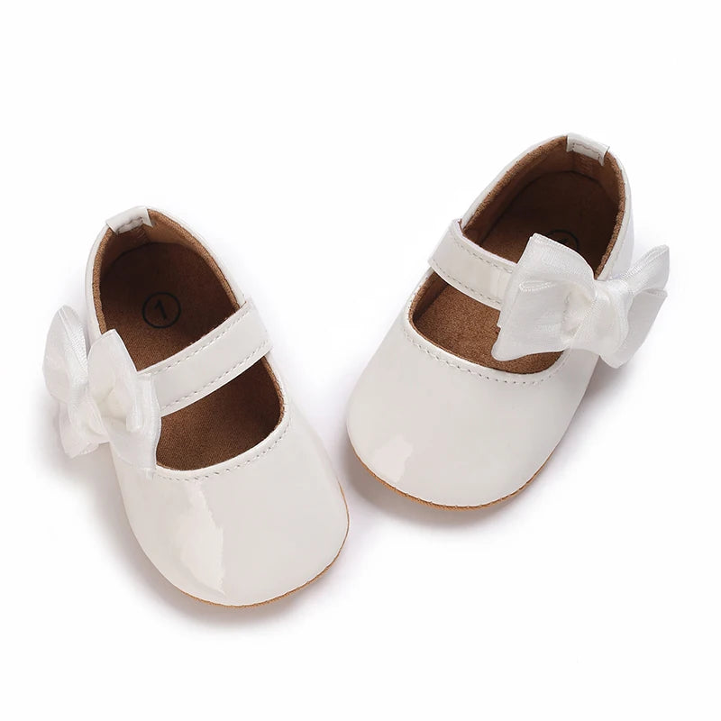 Toddler Girls' Fashionable Bowknot Princess Shoes, Comfortable Soft Mary Jane Flat Shoes Suitable For Parties And Various Activi