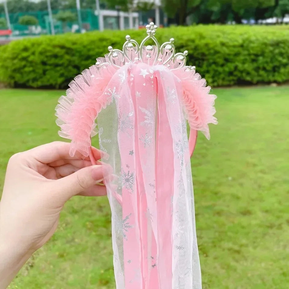 Girls Pink Blue Purple Flower Weaving Braid Headband Kids Princess Dress Up Hair Accessories Aurora Elsa Sofia Rapunzel Wig