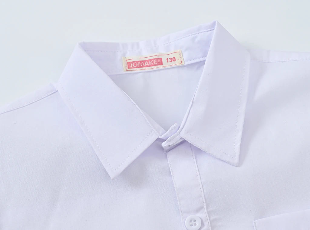 Children's Shirt in the Spring and Autumn New Boys and Girls Suit Collar Shirt Children's Pure Color Long Sleeve Shirt
