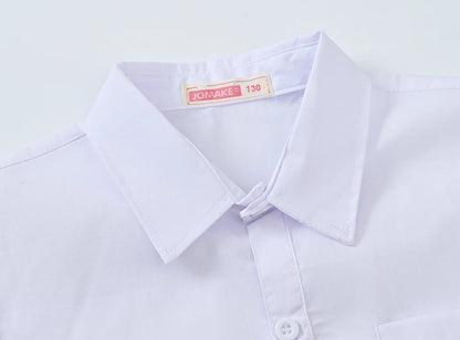 Children's Shirt in the Spring and Autumn New Boys and Girls Suit Collar Shirt Children's Pure Color Long Sleeve Shirt
