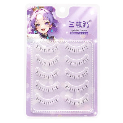 5 Pairs 4-8mm Antique Cartoon Lower False Eyelashes Wispy Cluster Natural Daily Eyelash Extensions For Beauty Eye Cosplay Makeup