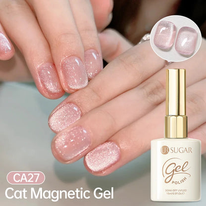 UR SUGAR 15ml Jelly Pink Cat Magnetic Gel Nail Polish Glitter ICE Soak Off Ceramic UV Gel Semi-permanent Nail Supplies Manicure