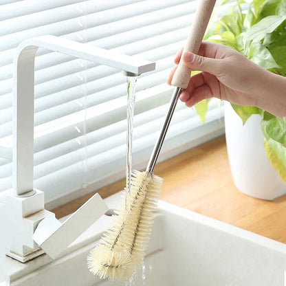 Kitchen Cleaning Tools Drink Bottles Glass Scrubbers Cleaning Brush Wooden Bottle Cleaning Brush with Long Handle