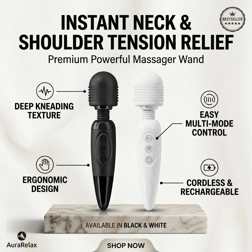 Portable Electric Body Massager Wand with 20 Modes & 8 Speeds, Handheld Tissue Massager for Neck Back Foot Pain Relief