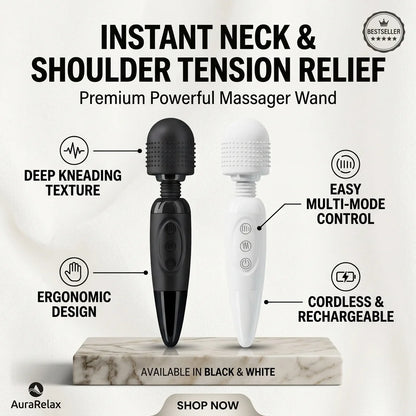 Portable Electric Body Massager Wand with 20 Modes & 8 Speeds, Handheld Tissue Massager for Neck Back Foot Pain Relief