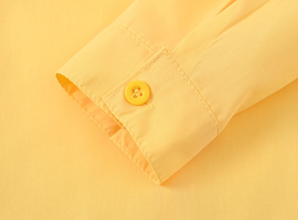 Children's Shirt in the Spring and Autumn New Boys and Girls Suit Collar Shirt Children's Pure Color Long Sleeve Shirt