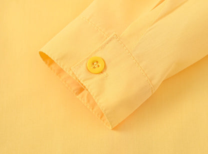 Children's Shirt in the Spring and Autumn New Boys and Girls Suit Collar Shirt Children's Pure Color Long Sleeve Shirt