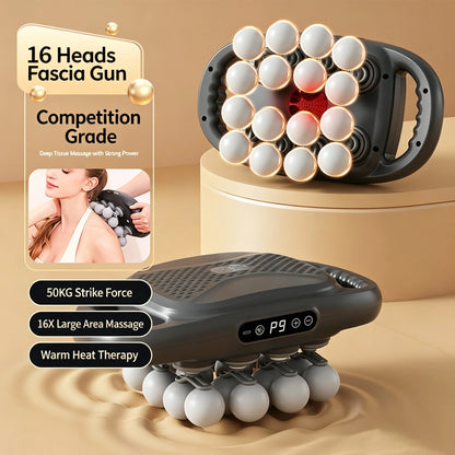 Massager Gun Set Deep Tissue Body Fitness Muscle Electric Relax Massager for Back Shoulders Legs Foot 16 Heads