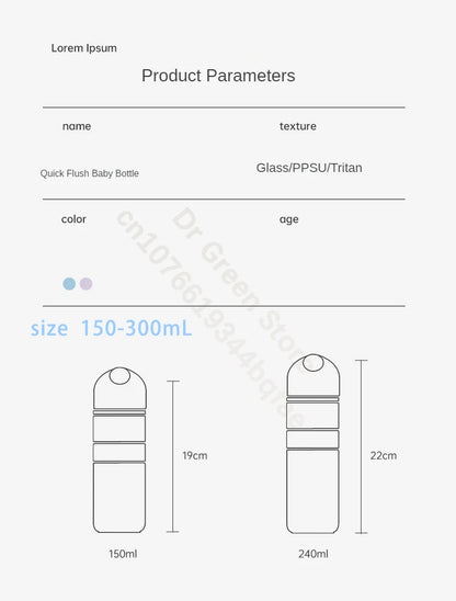 Dr.Green 4S Newborn Baby Bottle Wide Mouth Bottle Glass 150mL/240mL Sealed isolation Fast milk filling RemovableWashable Bottles