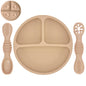 Silicone Baby Dining Plate With Spoon Fork Children Dishes Suction Plate for Toddlers Kid Training Feeding Sucker Bowl BPA FREE