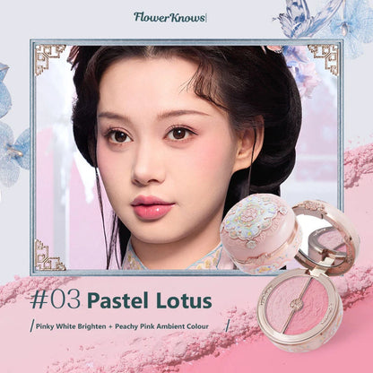 Flower Knows Strawberry Rococo Embossed Blush Fine Powder Makeup Smooth Long Lasting Blusher Waterproof Blush Maquiagem
