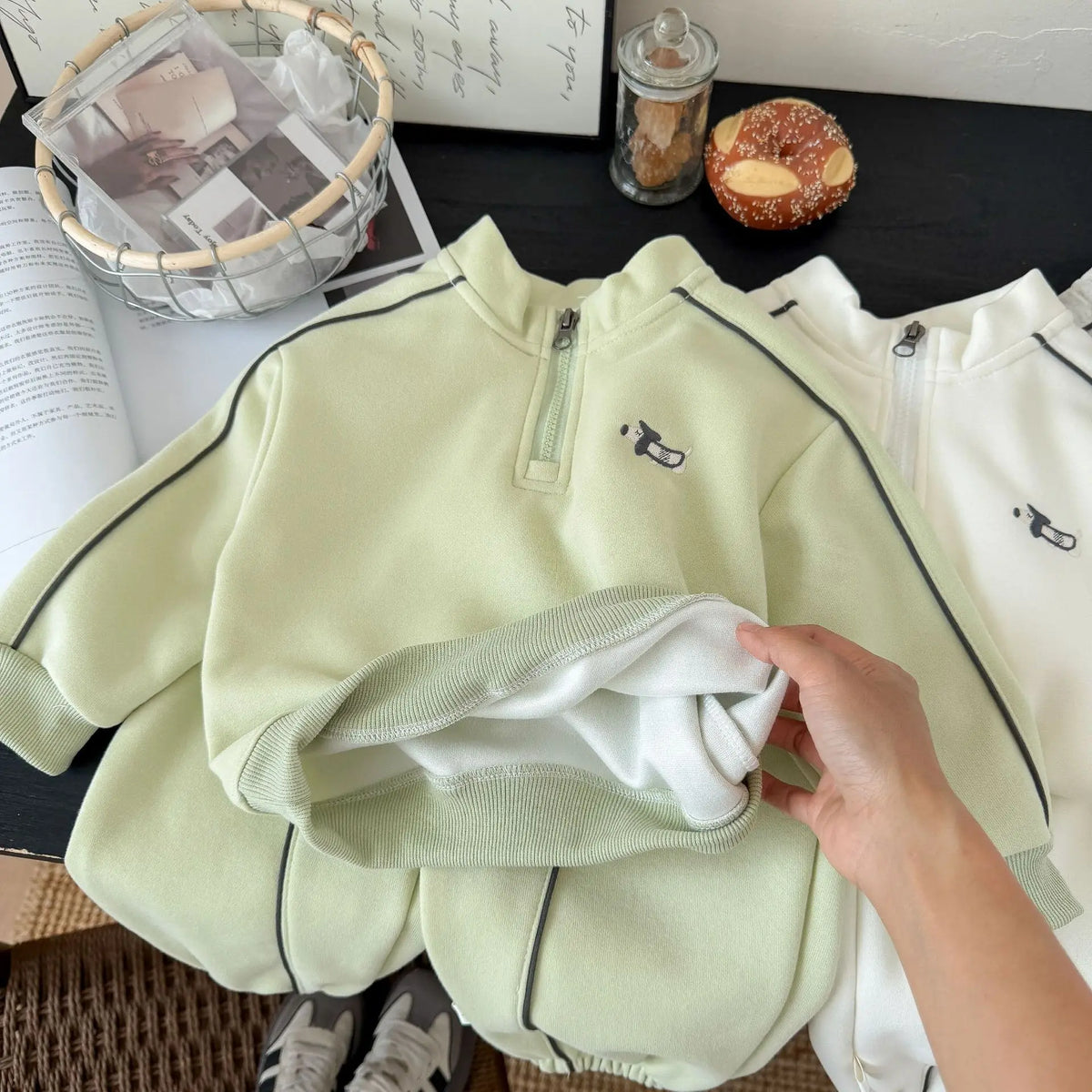 Children's Clothing Sweatshirt Sets 2026 New Autumn Boys Girls Long Sleeves Half Zipper Tops+Pants 2PCS Kids Tracksuit 1-14Years