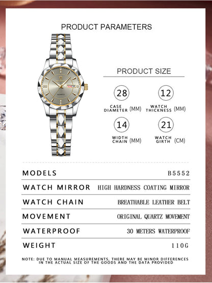 BINBOND Fashion Couple Watches Waterproof Diamond Valentine Day Lover Gift Stainless Steel Watch Men Women Quartz Watch 2pcs