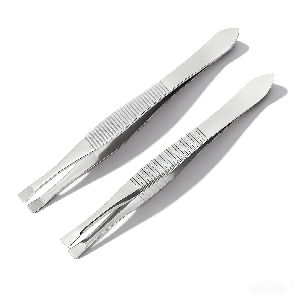 Stainless Steel Convenient Small Tool Eyebrow Pliers Eyebrow Tweezers Professional Eyebrow Hair Removal Tweezer Flat Tip Tools