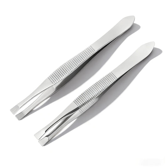 Stainless Steel Convenient Small Tool Eyebrow Pliers Eyebrow Tweezers Professional Eyebrow Hair Removal Tweezer Flat Tip Tools
