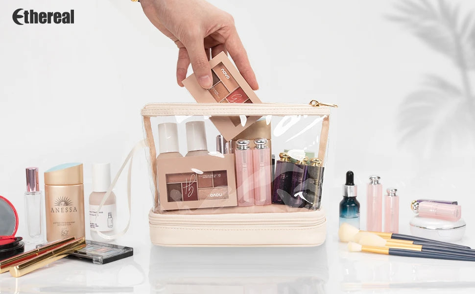  Double-Layer Large Capacity Makeup Bag, Multifunctional Wet and Dry Separation Travel Toiletry Bag, Makeup Brush Organizer