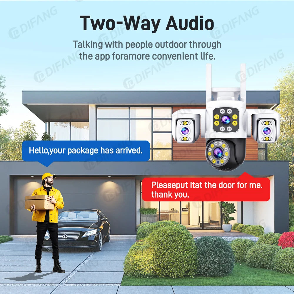 Yoosee 15MP WIFI Security Camera Outdoor AI Human Tracking 3 Lens 3 Screens 360° PTZ Surveillance Full Color Night Vision CCTV