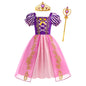 Girls Rapunzel Costume Children Cosplay Tangled Princess Dress Kids Halloween Carnival Birthday Pageant Party Clothes