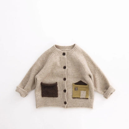 2026 Autumn New Children Long Sleeve Knit Coat Boys Girls Cotton Knitted Cardigan Baby Vintage Sweater Jacket Kids Clothes
